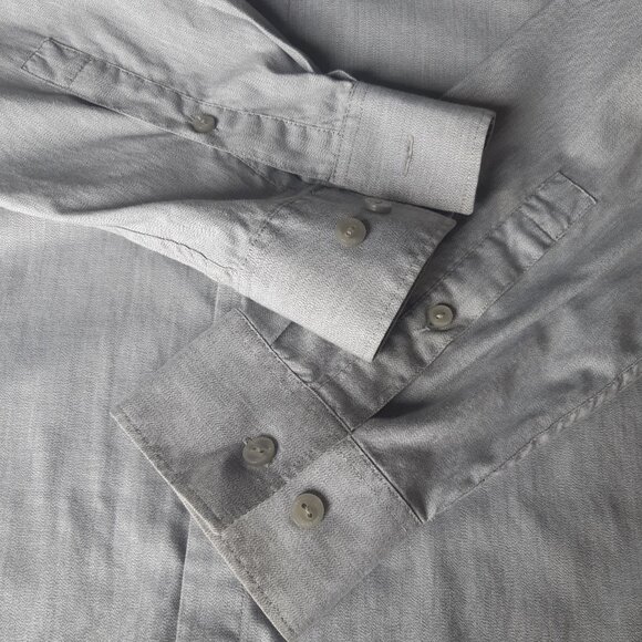 Calvin Klein SZ M Slim Fit Gray 100% Cotton Men's Button Down Shirt - Picture 3 of 13